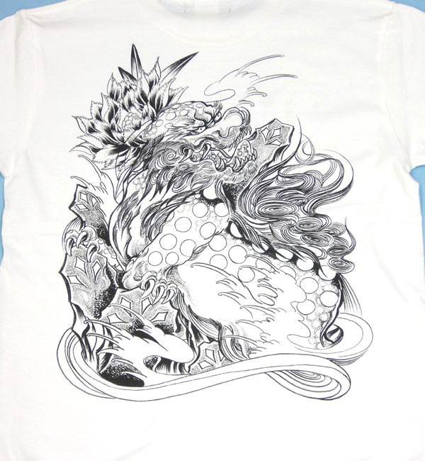 画像: 紅雀 和柄 唐獅子 フルカラー プリント Ｔシャツ 刺青 和彫り デザイン